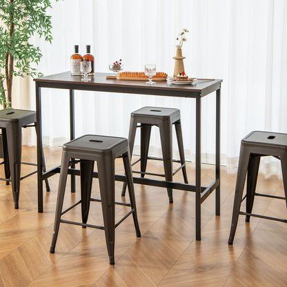 Set of 4 Tolix Style 24 Inch Counter Height Bar Stools Stackable Metal Chairs in Gunmetal Finish