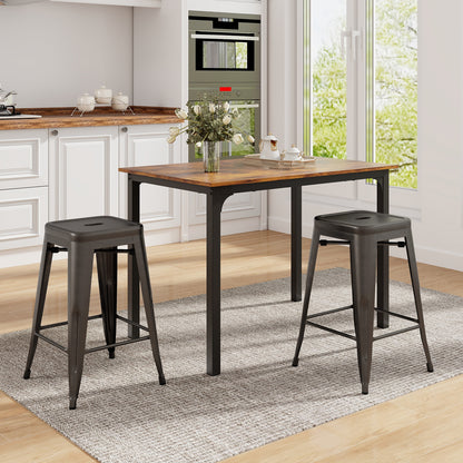 Set of 4 Tolix Style 24 Inch Counter Height Bar Stools Stackable Metal Chairs in Gunmetal Finish