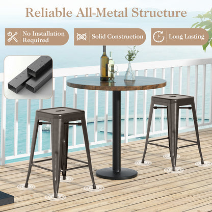 Set of 4 Tolix Style 24 Inch Counter Height Bar Stools Stackable Metal Chairs in Gunmetal Finish