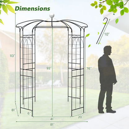 2-in-1 Gazebo Trellis with Hanging Hook and Birdcage Design for Climbing Plants and Outdoor Decoration