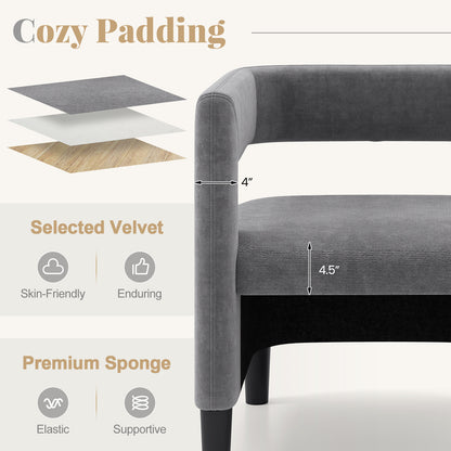 Velvet Accent Chair with Ottoman and Curved Backrest
