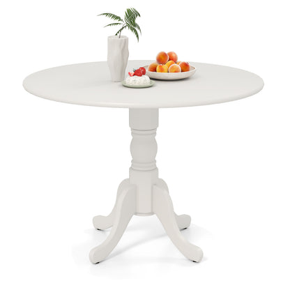 Elegant Round Wooden Dining Table with Curved Trestle Legs in White Finish