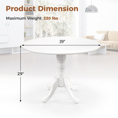 Elegant Round Wooden Dining Table with Curved Trestle Legs in White Finish