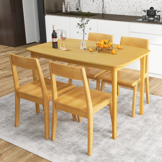 Classic 48 Inch Rectangular Dining Table with Solid Wood Legs and Smooth Finish - Natural