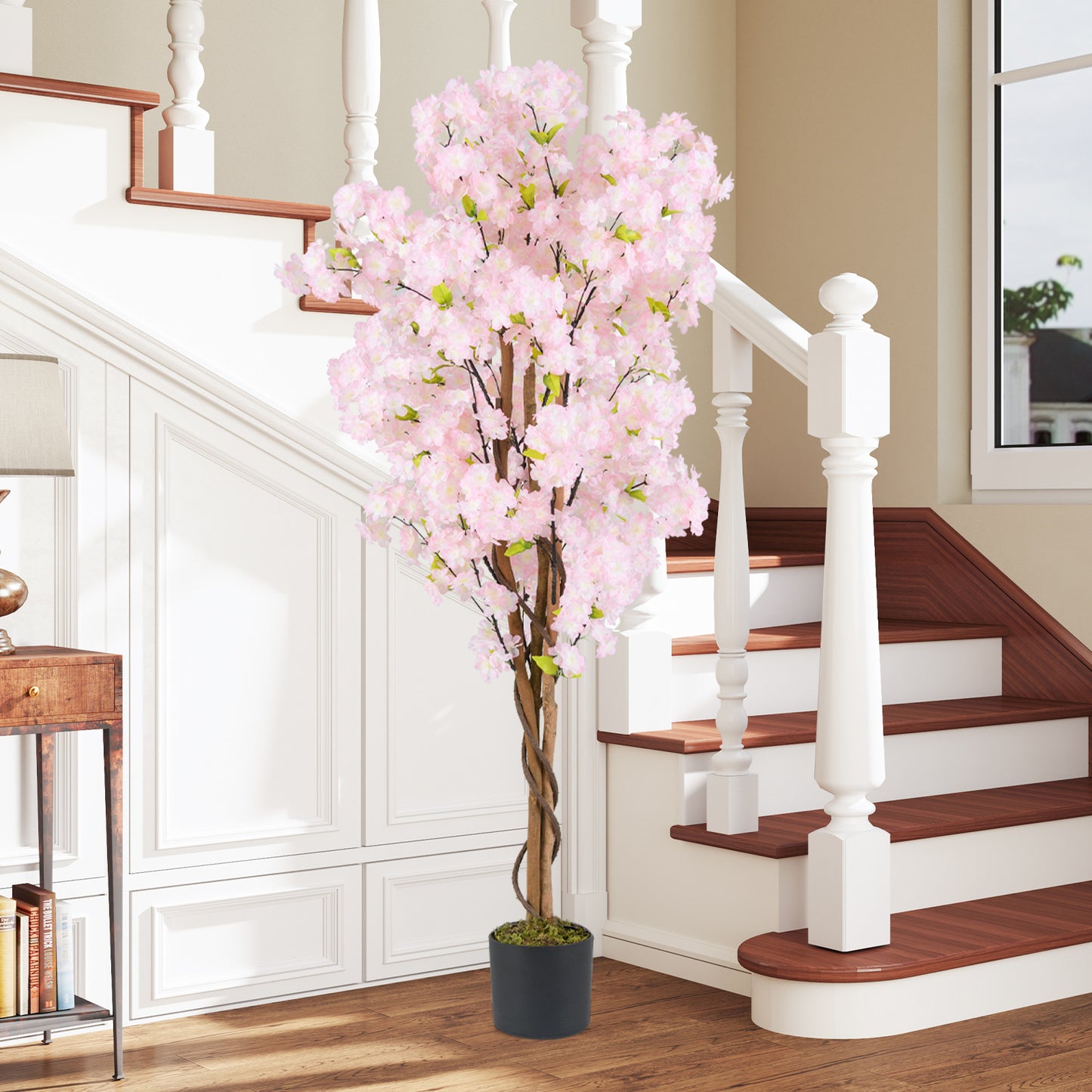 5ft Artificial Cherry Blossom Tree with Pink Flowers and Realistic Trunk