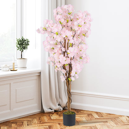5ft Artificial Cherry Blossom Tree with Pink Flowers and Realistic Trunk