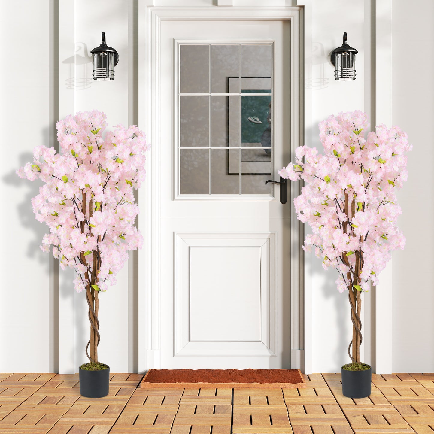 5ft Artificial Cherry Blossom Tree with Pink Flowers and Realistic Trunk
