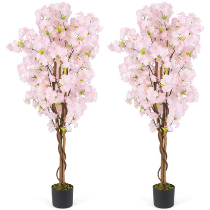 5ft Artificial Cherry Blossom Tree with Pink Flowers and Realistic Trunk