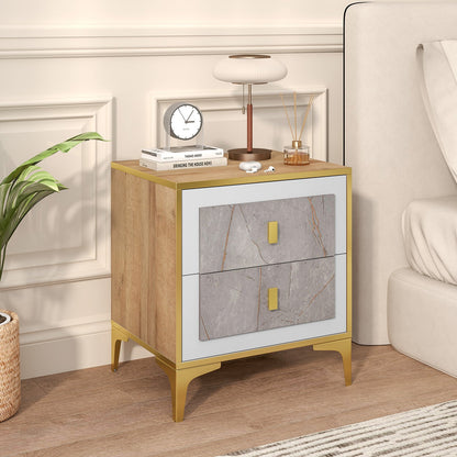Modern Nightstand with 2 Pull-Out Drawers for Bedroom or Living Room Storage