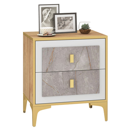 Modern Nightstand with 2 Pull-Out Drawers for Bedroom or Living Room Storage