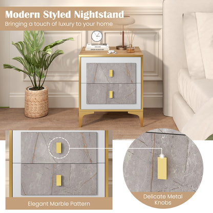 Modern Nightstand with 2 Pull-Out Drawers for Bedroom or Living Room Storage