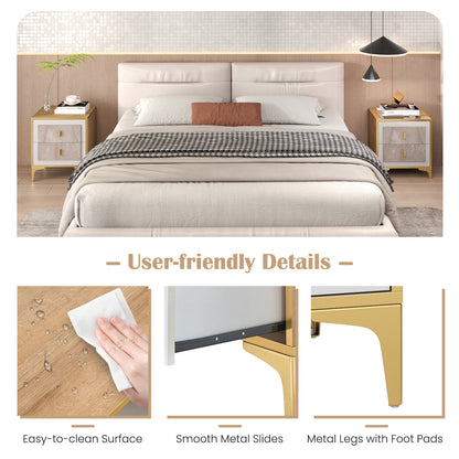Modern Nightstand with 2 Pull-Out Drawers for Bedroom or Living Room Storage