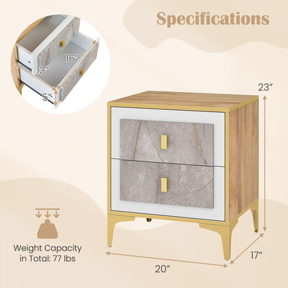 Modern Nightstand with 2 Pull-Out Drawers for Bedroom or Living Room Storage