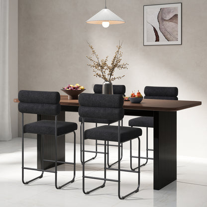 Counter Height Bar Stools Set of 2 with Metal Frame and Comfortable Footrest – 26 Inch, Black