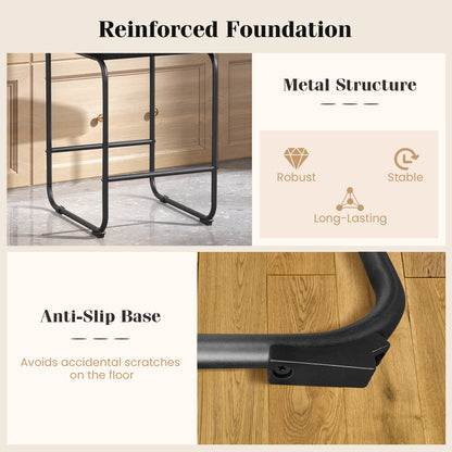 Counter Height Bar Stools Set of 2 with Metal Frame and Comfortable Footrest – 26 Inch, Black