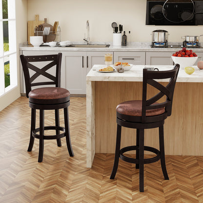 Modern Bar Stools Set of 2 with Padded Seats and 360° Swivel Counter Height Chairs - 26 Inch