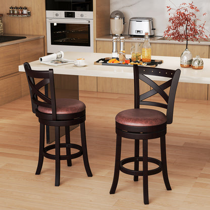 Modern Bar Stools Set of 2 with Padded Seats and 360° Swivel Counter Height Chairs - 26 Inch