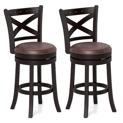 Modern Bar Stools Set of 2 with Padded Seats and 360° Swivel Counter Height Chairs - 26 Inch
