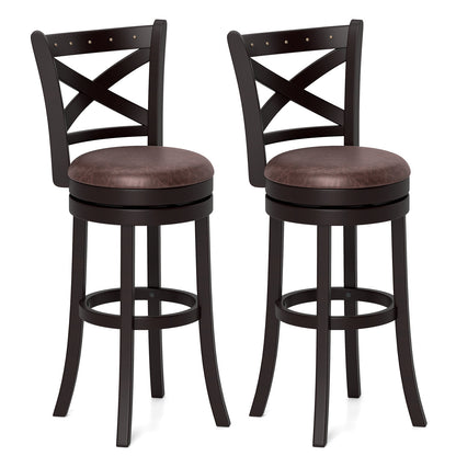 Modern Bar Stools Set of 2 with Padded Seats and 360° Swivel Counter Height Chairs - 30 Inch