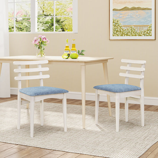 Set of 2 Upholstered Dining Chairs with Rubber Wood Frame and Padded Seat