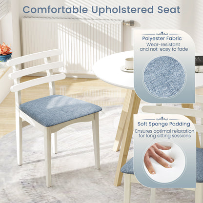 Set of 2 Upholstered Dining Chairs with Rubber Wood Frame and Padded Seat