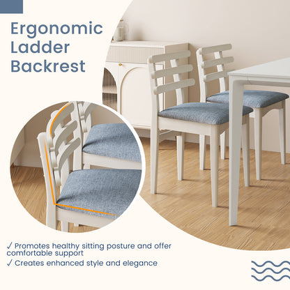 Set of 2 Upholstered Dining Chairs with Rubber Wood Frame and Padded Seat