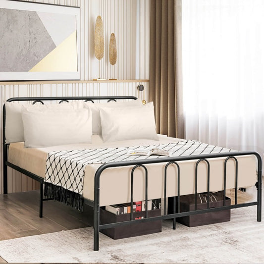 Sturdy Metal Platform Bed Frame with Headboard and Footboard - Full Size