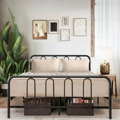 Sturdy Metal Platform Bed Frame with Headboard and Footboard - Full Size