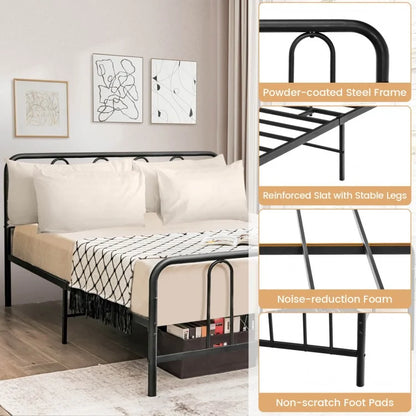 Sturdy Metal Platform Bed Frame with Headboard and Footboard - Full Size