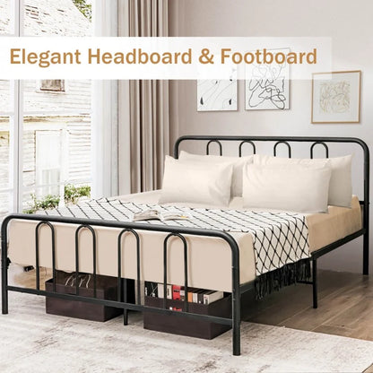 Sturdy Metal Platform Bed Frame with Headboard and Footboard - Full Size