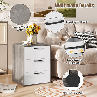 Modern 3-Drawer Dresser Nightstand with Storage and Smooth Slide-Out Drawers