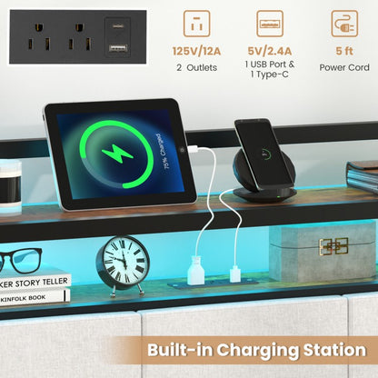 Modern Upholstered Platform Bed Frame with LED Lights, Charging Station, and Storage Headboard – Twin Size