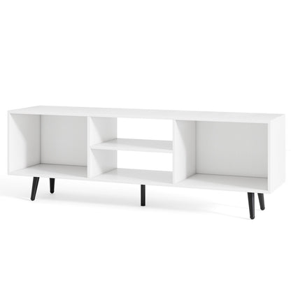 Contemporary 47.5 Inch Media Console with Open Storage and Metal Legs for TVs up to 55 Inches, White
