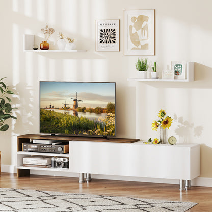 3 Piece TV Console Set with Cabinets and Floating Shelves for TVs up to 80 Inches