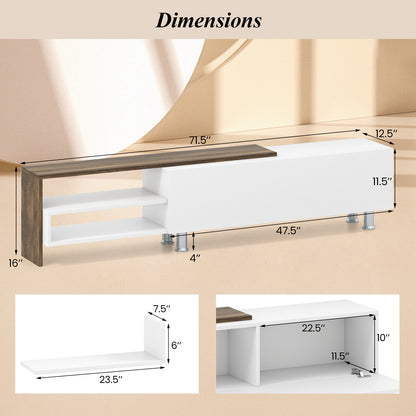 3 Piece TV Console Set with Cabinets and Floating Shelves for TVs up to 80 Inches