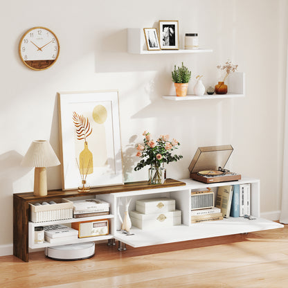 3 Piece TV Console Set with Cabinets and Floating Shelves for TVs up to 80 Inches