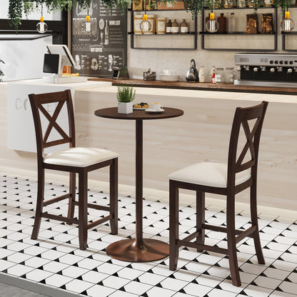 Modern Farmhouse Counter Height Stools with Cushioned Seat and Footrest Set of 2