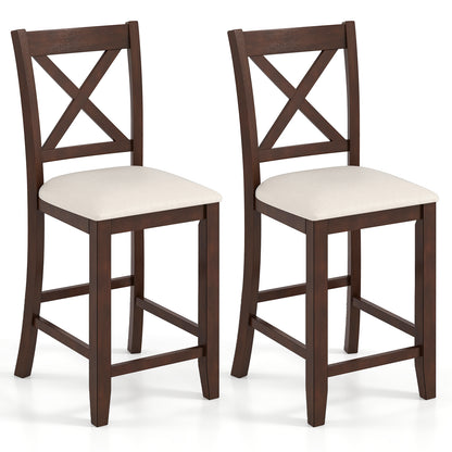 Modern Farmhouse Counter Height Stools with Cushioned Seat and Footrest Set of 2