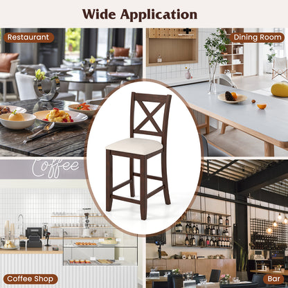 Modern Farmhouse Counter Height Stools with Cushioned Seat and Footrest Set of 2