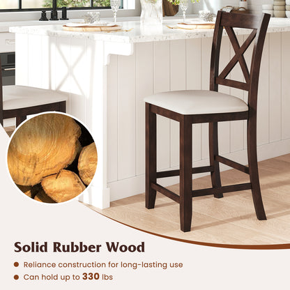 Modern Farmhouse Counter Height Stools with Cushioned Seat and Footrest Set of 2