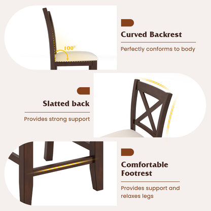 Modern Farmhouse Counter Height Stools with Cushioned Seat and Footrest Set of 2