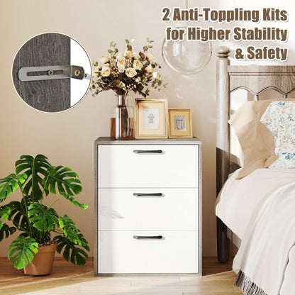 Modern 3-Drawer Dresser Nightstand with Storage and Smooth Slide-Out Drawers