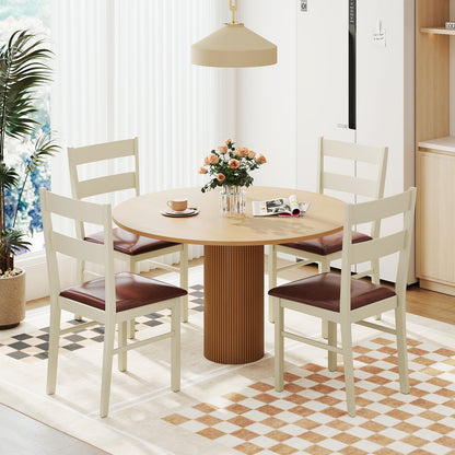 PU Leather Upholstered Armless Wooden Dining Chairs Set of 2 - 35 Inch Height