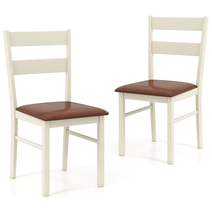PU Leather Upholstered Armless Wooden Dining Chairs Set of 2 - 35 Inch Height