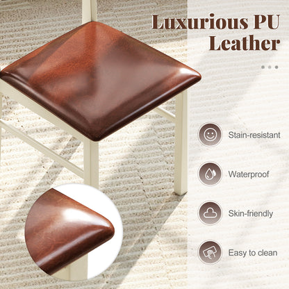 PU Leather Upholstered Armless Wooden Dining Chairs Set of 2 - 35 Inch Height