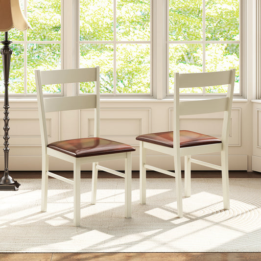 PU Leather Upholstered Armless Wooden Dining Chairs Set of 2 - 35 Inch Height