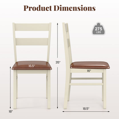 PU Leather Upholstered Armless Wooden Dining Chairs Set of 2 - 35 Inch Height