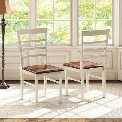 PU Leather Upholstered Armless Wooden Dining Chairs Set of 2 - 37 Inch Height