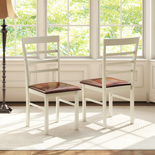 PU Leather Upholstered Armless Wooden Dining Chairs Set of 2 - 37 Inch Height