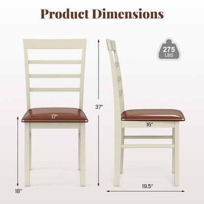 PU Leather Upholstered Armless Wooden Dining Chairs Set of 2 - 37 Inch Height